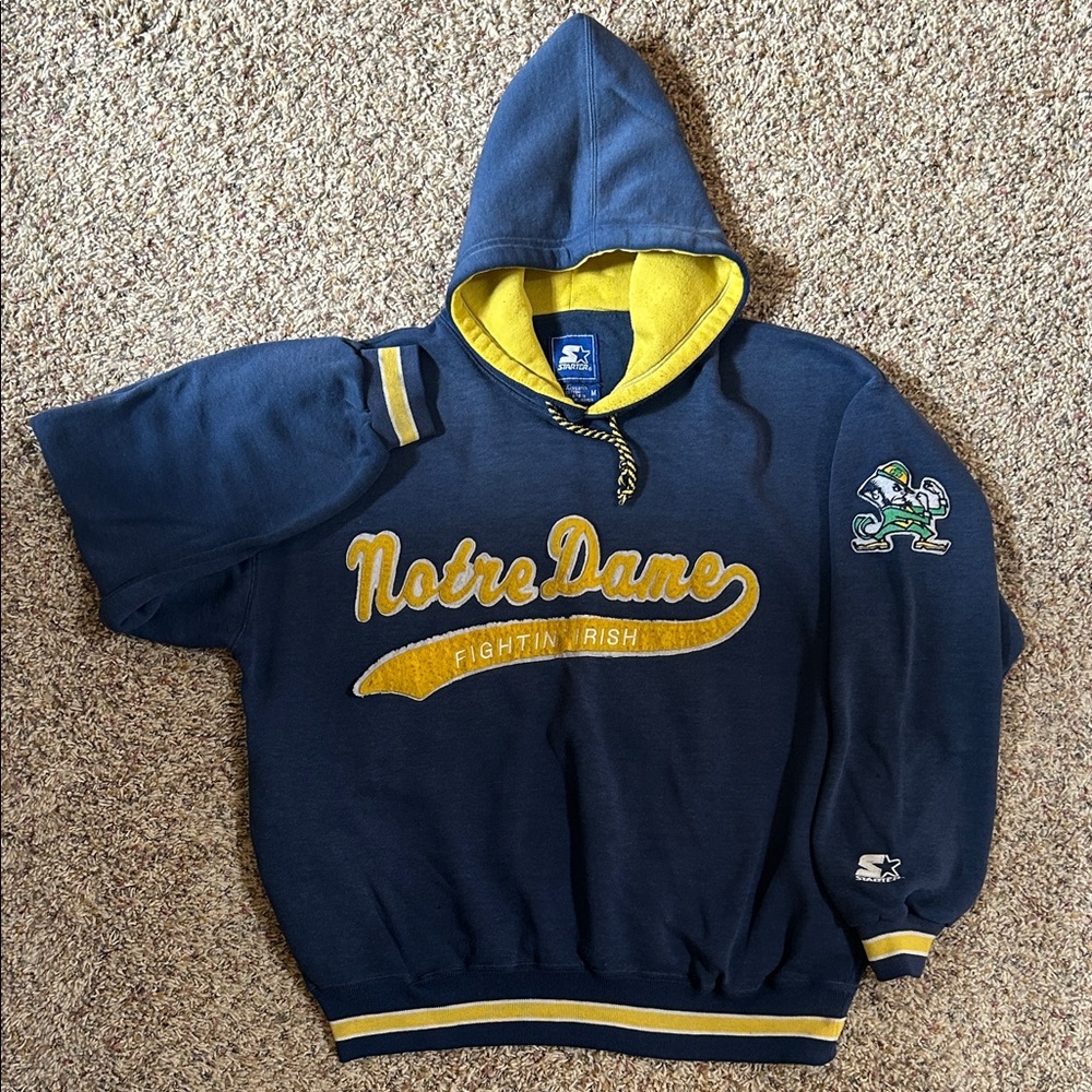 Vintage Starter Notre Dame Fighting Irish Blue and Yellow Sweater